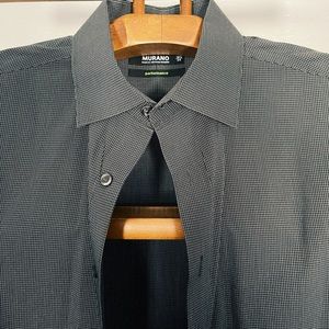 Micro-windowpane black and white dress shirt